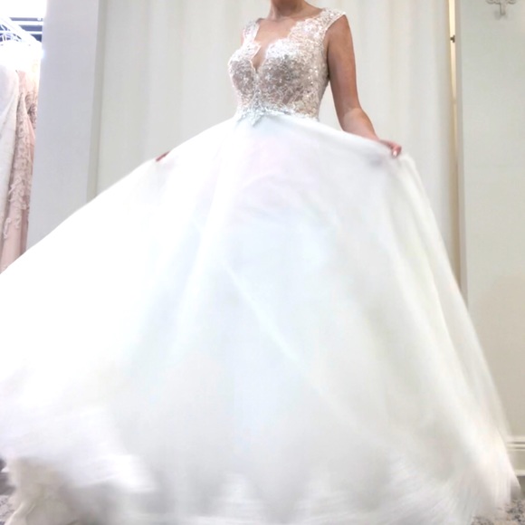 Ella Rosa Beaded Tulle Wedding Gown - Picture 1 of 8